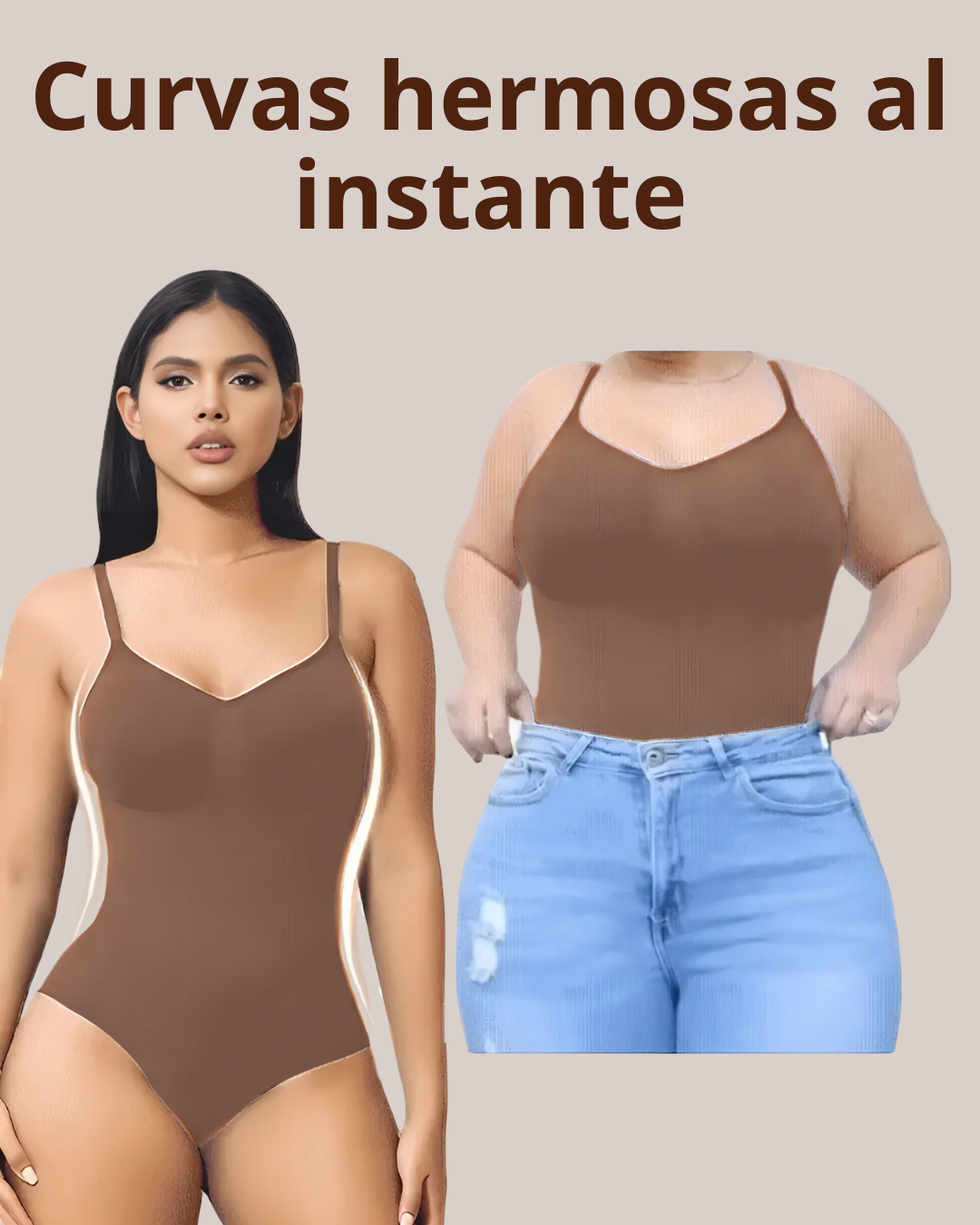 Body modelador con tirantes ajustables para mujer