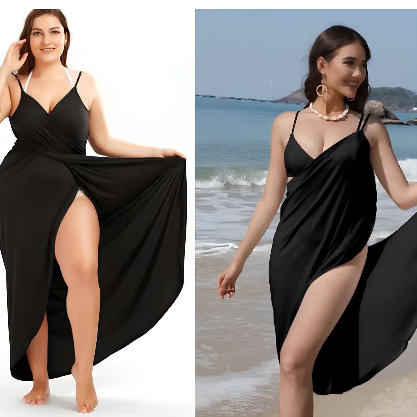 Vestido Playero con Hombros Descubiertos