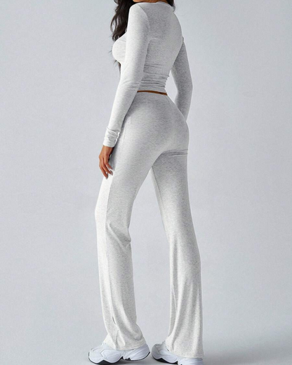 Conjunto de Camisa Ajustada Manga Larga y Pantalón para Mujer