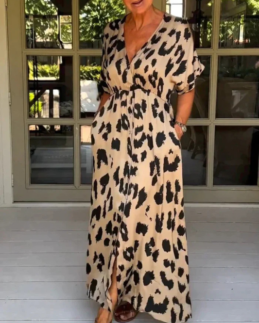 Vestido Maxi de Mujer con Estilo Animal Print Moderno