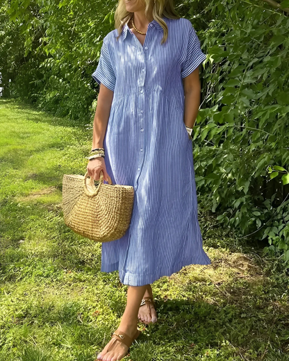 Vestido Camisero con Botones y Bolsillos