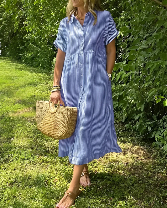 Vestido Camisero con Botones y Bolsillos
