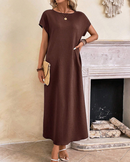 Vestido largo de mujer, ancho y sin arrugas