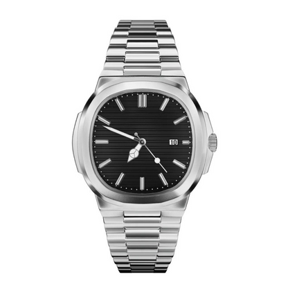 Reloj de Acero Inoxidable con Esfera Negra y Diseño Elegante para Hombre