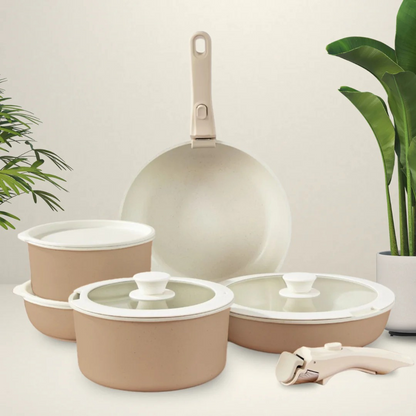 Juego de Sartenes y Ollas con Asas Desmontables para Cocina