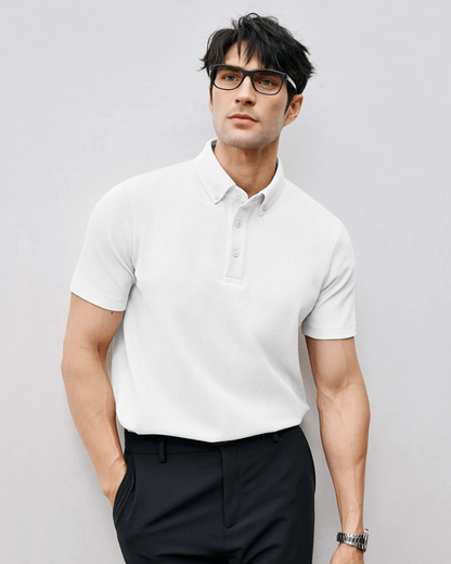 Polo de manga corta de tejido de poliéster transpirable para hombre