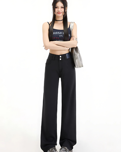 Pantalón Ancho con Dos Botones para Mujer