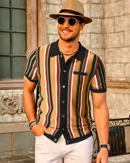 Camisa de Rayas y Manga Corta para Hombre