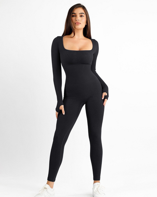 Traje de Entrenamiento con Cuello Cuadrado sin Costuras y Faja