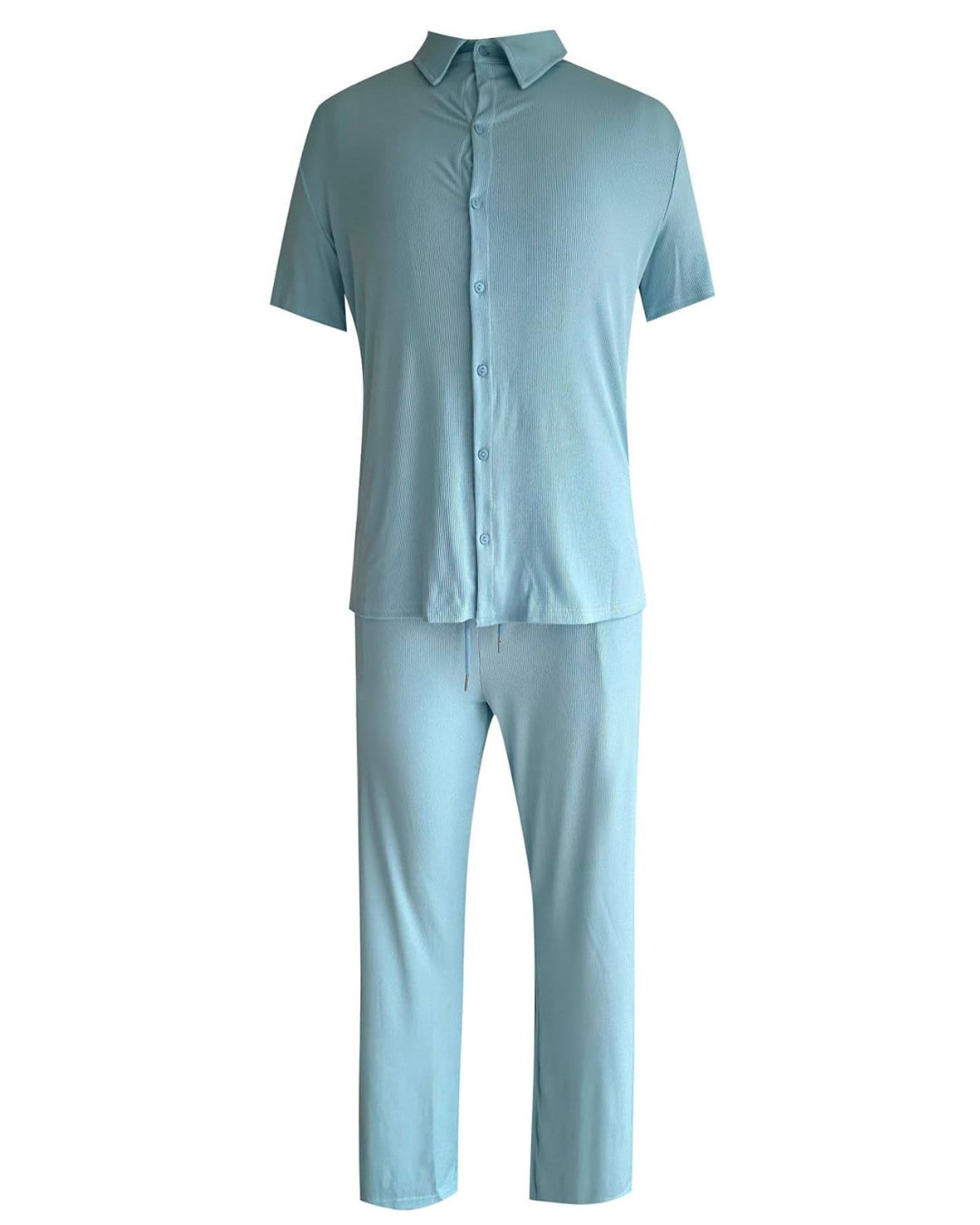Conjunto informal de camisa de manga corta y pantalones para hombre