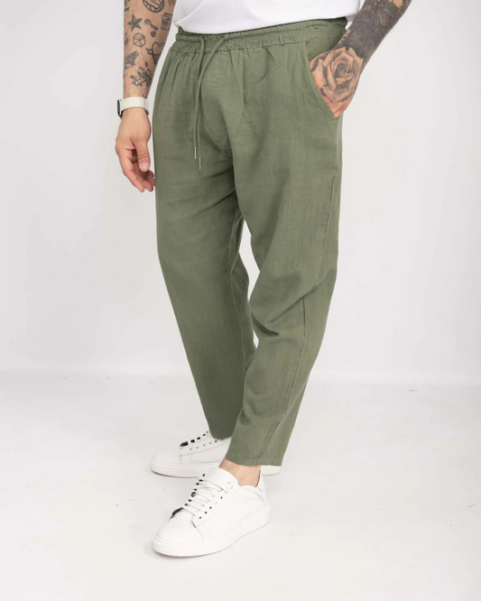 Pantalón de Lino con Cintura Elástica Para Hombre