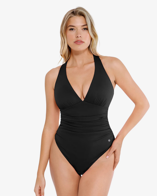 Body Moldeador con Cuello V y Fruncido para Control de Abdomen
