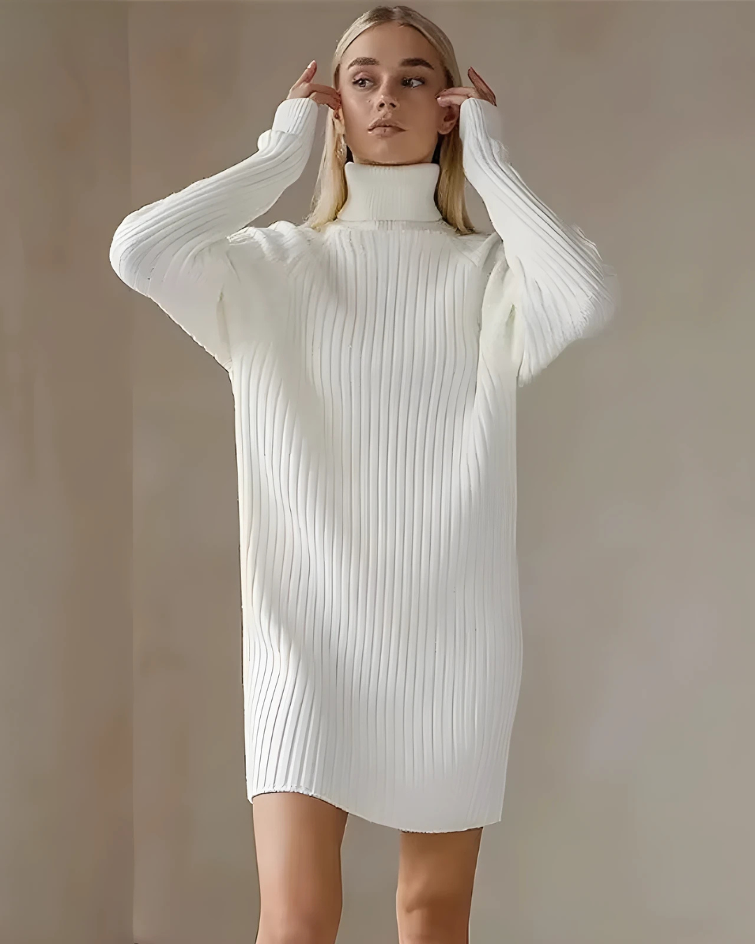 Vestido Estilo Jersey con Cuello Alto