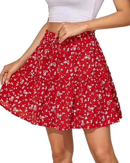 Falda short de cintura alta con estampado floral (OFERTA 2X1)
