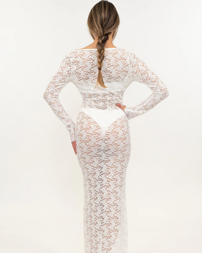 Set de Bikini con Vestido de Encaje