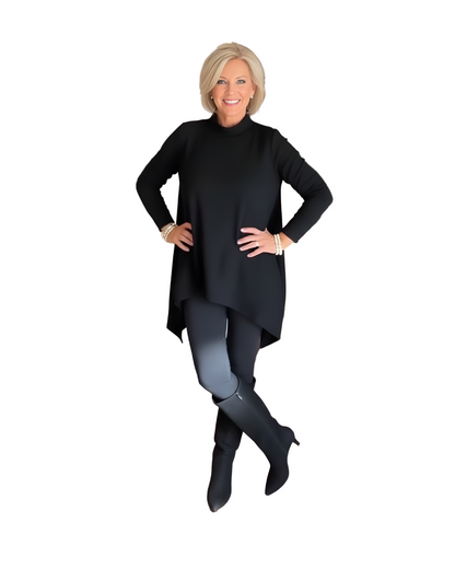 Blusa de Manga Larga con Cuello de Solapa Para Mujer