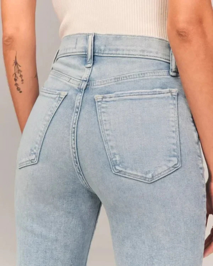 Vaqueros de Cintura Alta con Tirantes Elásticos para Mujer