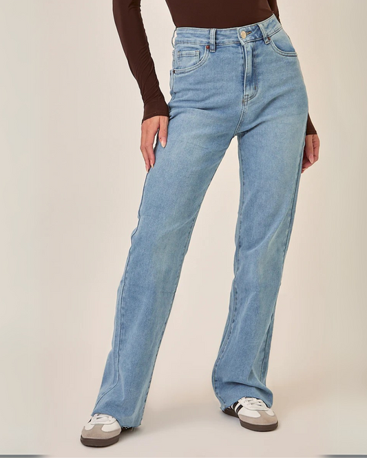 Pantalón con Tejido Elástico con Dobladillos Deshilachados para Mujer