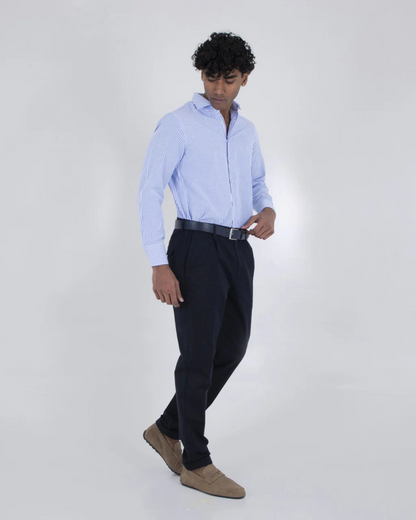 Camisa Clásica de Algodón con Rayas en Relieve para Hombre
