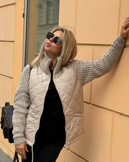 Abrigo de manga larga casual con ajuste de cremallera para mujer