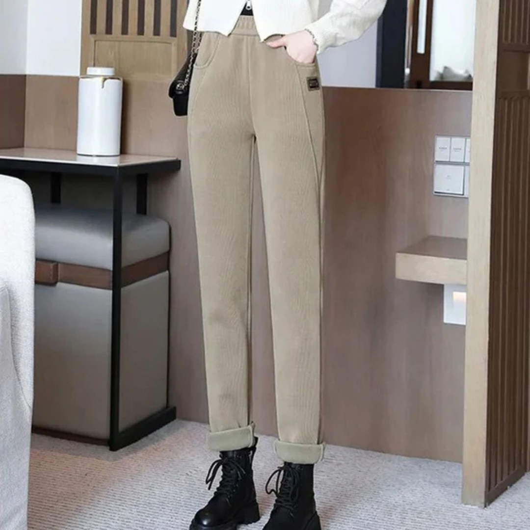 Pantalones Cálidos de Cintura Alta para Mujer con Forro Polar
