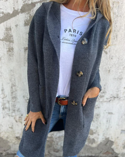 Abrigo de punto largo y acogedor para mujer