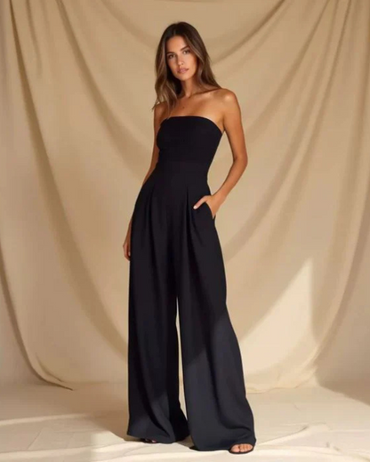 Mono Elegante sin Tirantes con un Diseño Amplio y Sofisticado