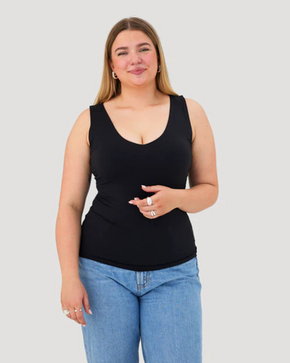 Top sin Mangas con Cuello en V y Sujetador Incorporado para Mujer