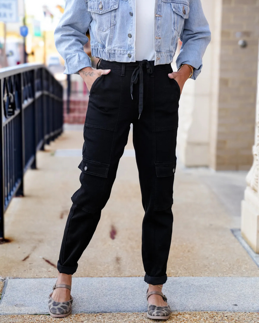 Pantalón Deportivo de Cintura Alta con Puños Cargo para Mujer