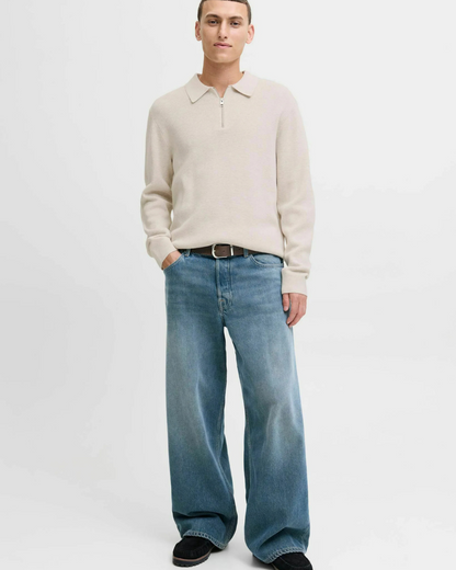Jersey de Cuello Polo con Cremallera Para Hombre