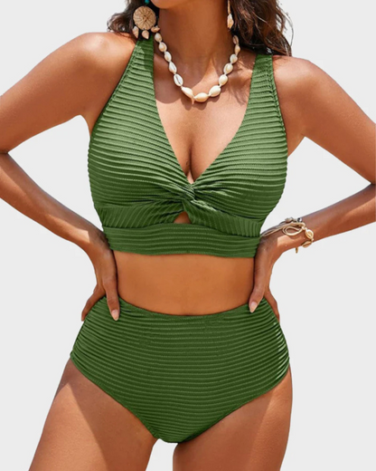 Bikini con espalda cruzada y cintura alta