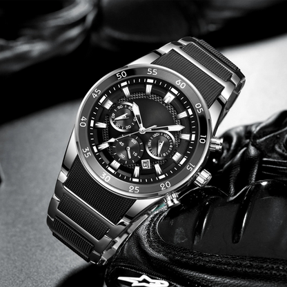 Reloj de cuarzo multifunción para hombre, resistente al agua