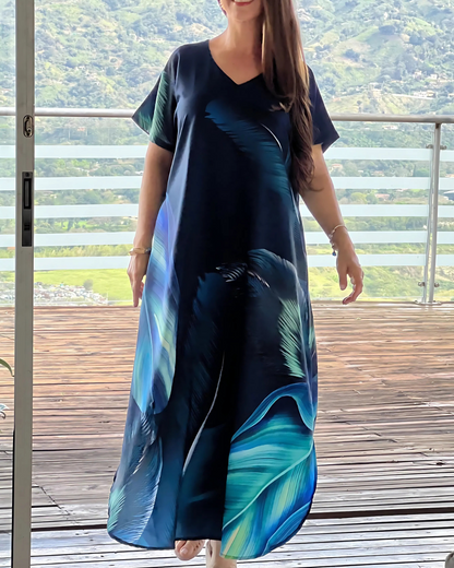 Vestido suelto con escote en V para mujer