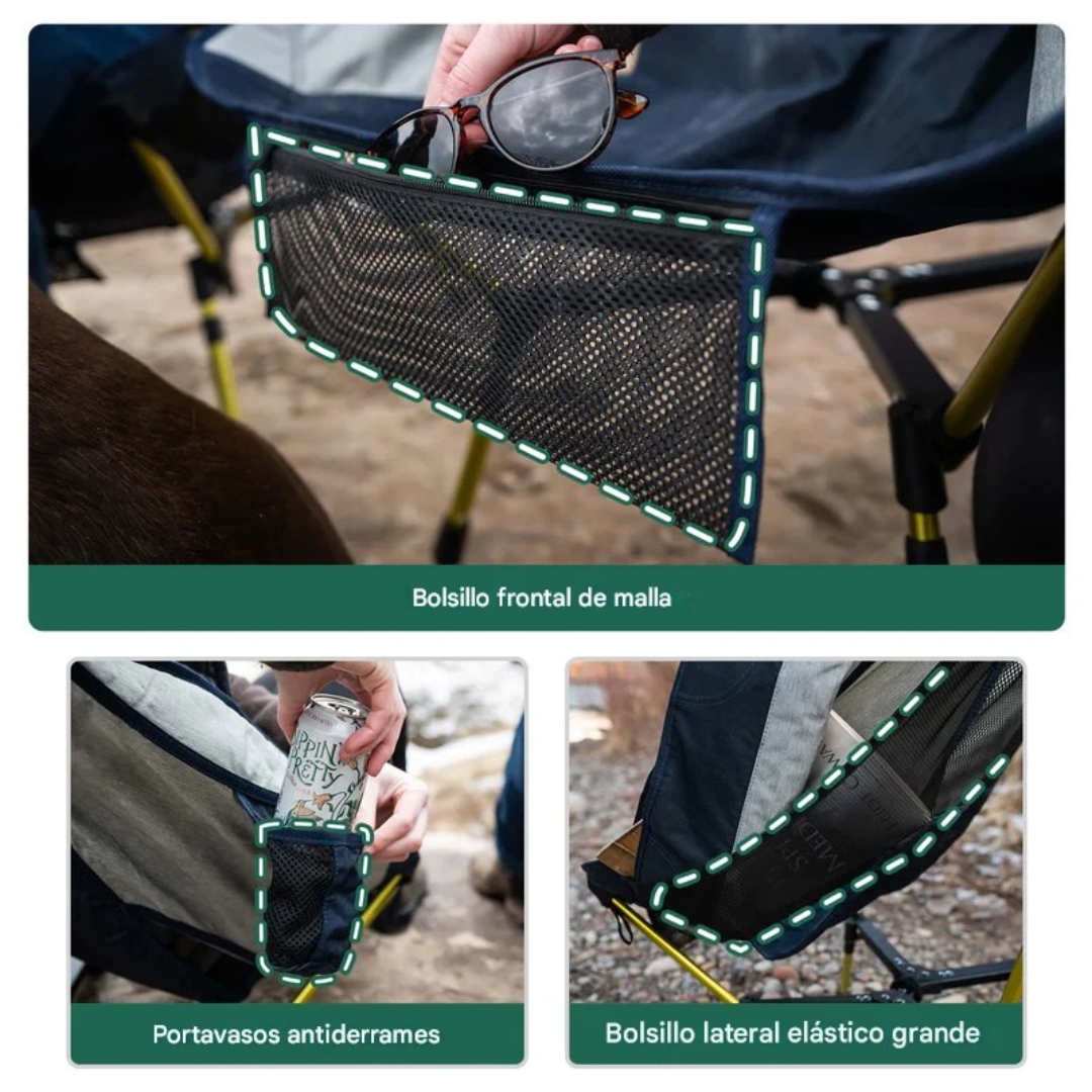 Silla camping resistente con respaldo alto