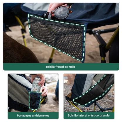 Silla camping resistente con respaldo alto