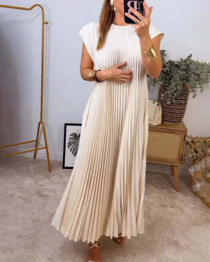 Vestido Largo Plisado con Estilo Elegante