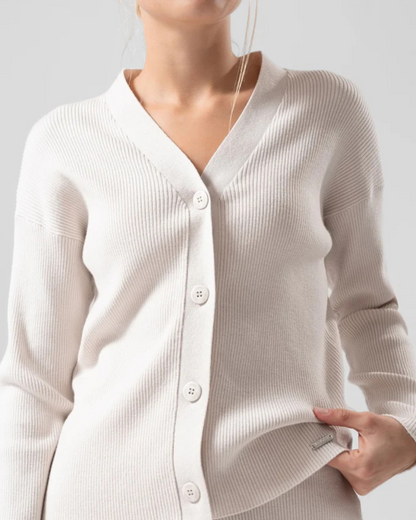 Conjunto de Punto con Jersey Abotonado y Pantalón para Mujer