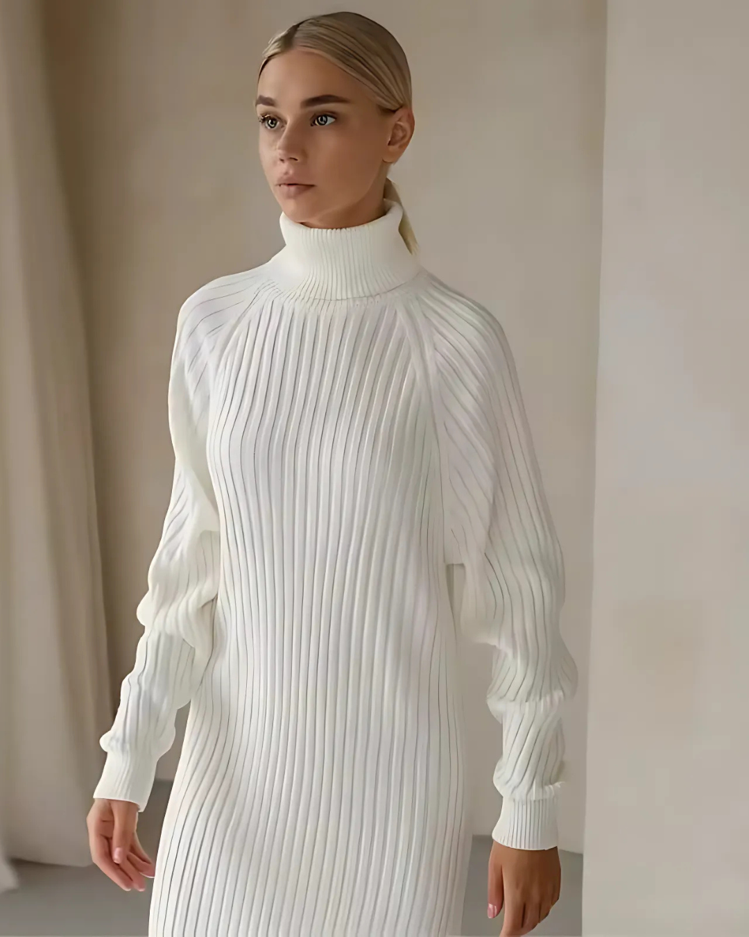 Vestido Estilo Jersey con Cuello Alto