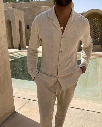 Conjunto Elegante con Acabado en Lino para Hombres