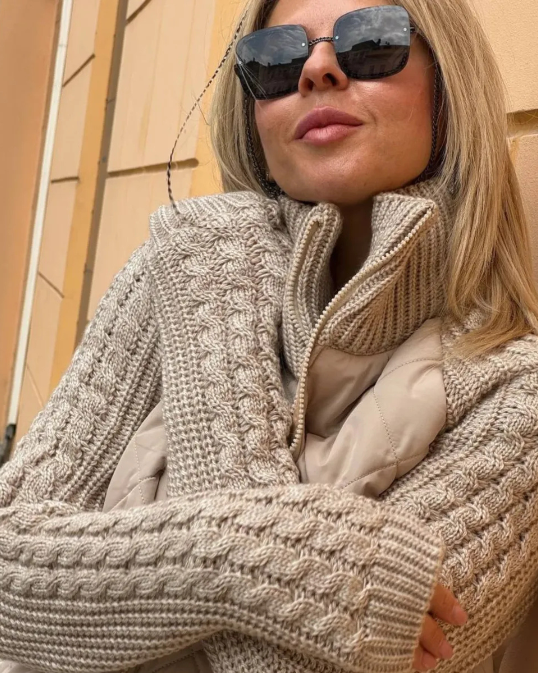 Abrigo de manga larga casual con ajuste de cremallera para mujer