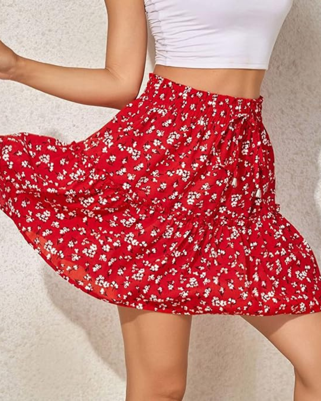 Falda short de cintura alta con estampado floral (OFERTA 2X1)