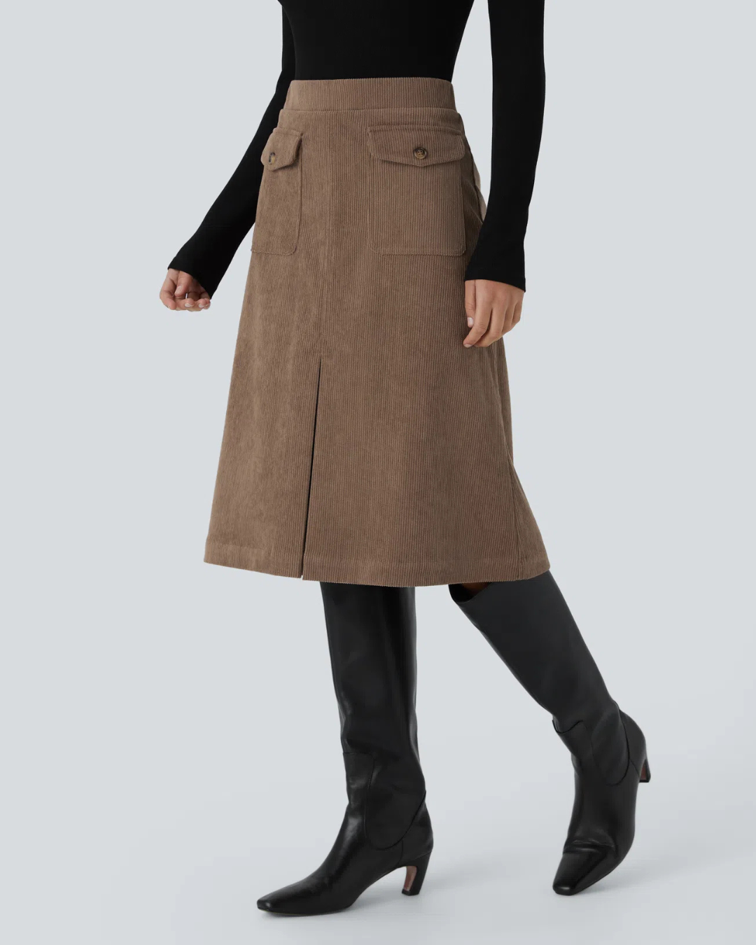 Falda Casual para Mujer con Bolsillos y Abertura Frontal