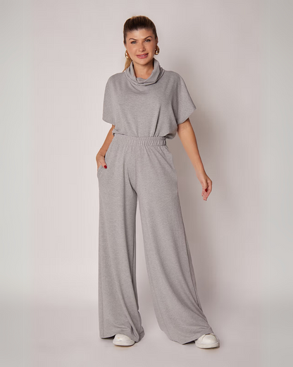Conjunto Casual Dúo para Mujer en Gris Mezcla Versátil y Confortable