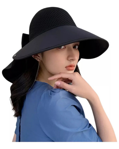 Sombrero de Ala Ancha con Lazo Elegante para Días Soleados