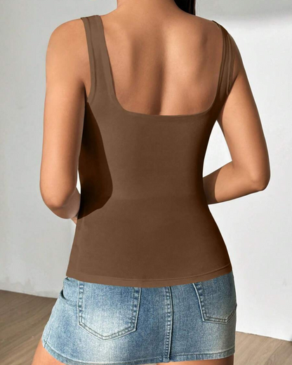 Top recto con escote cuadrado y tirantes anchos (OFERTA 2X1)