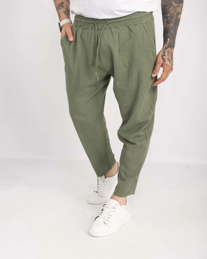 Pantalón de Lino con Cintura Elástica Para Hombre