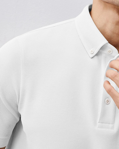 Polo de manga corta de tejido de poliéster transpirable para hombre