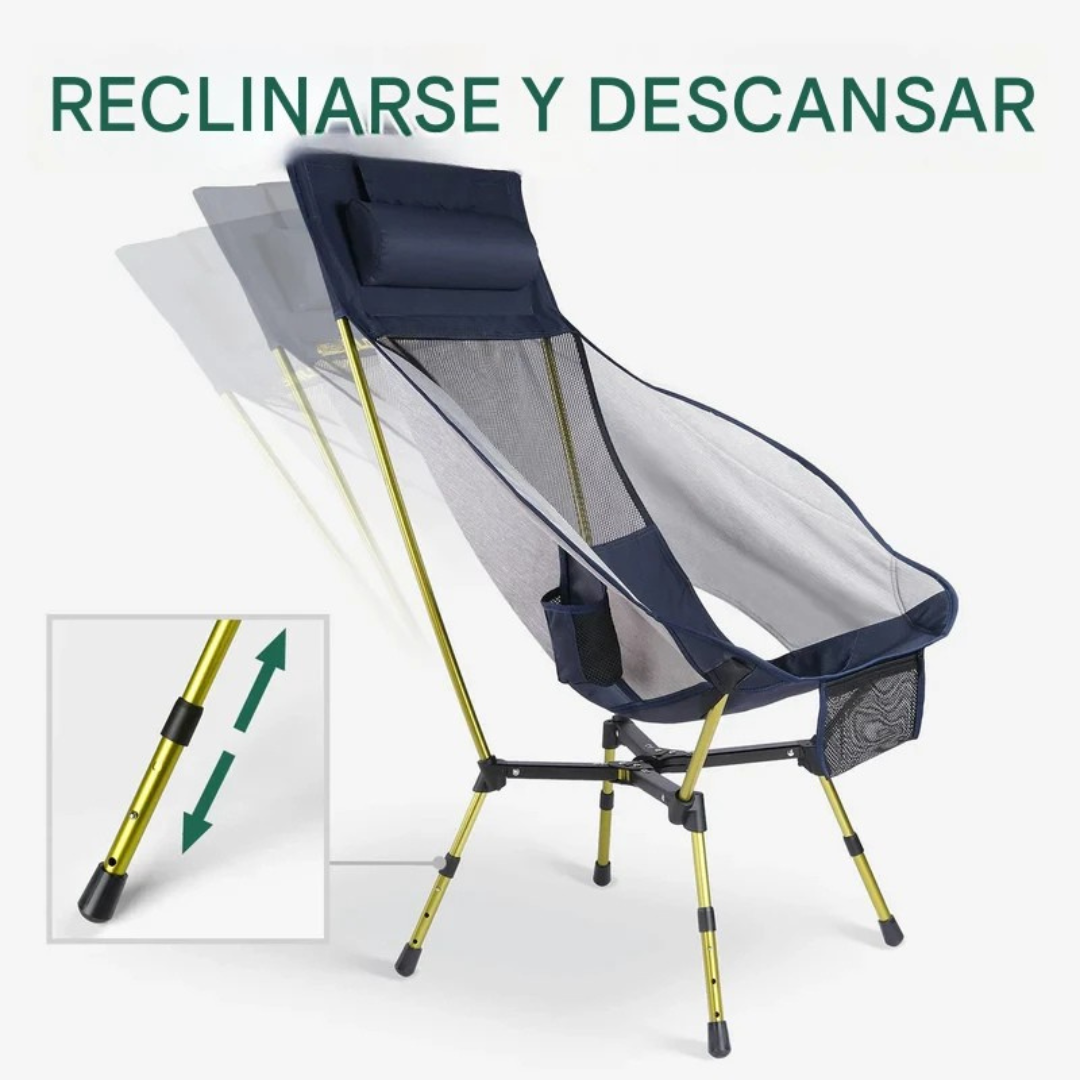 Silla camping resistente con respaldo alto