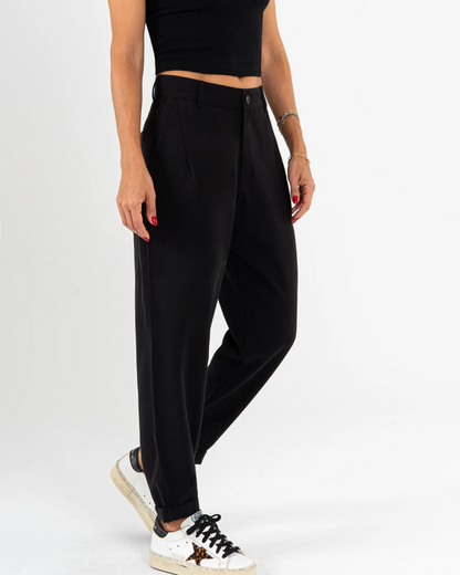 Pantalones de cintura alta y corte recto para mujer