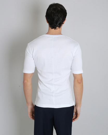Camisa de Cuello Redondo y Mangas Cortas para Hombre